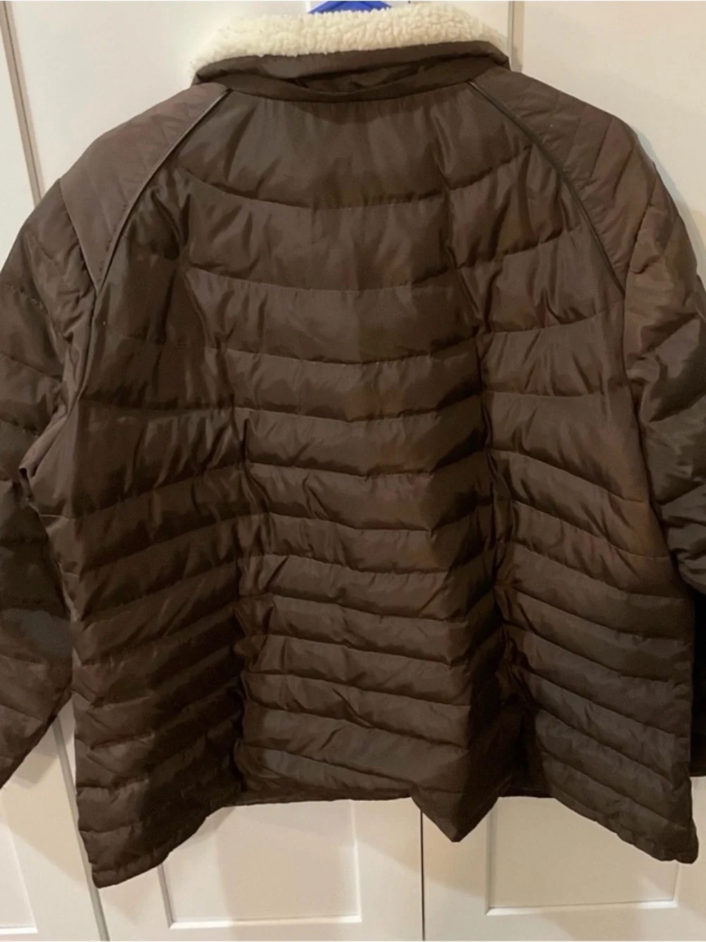 Michael Kors Brown Quilted Puffer Jacket Sherpa Collar - Like New